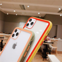 Colorful Frame Shockproof Tempered Glass Phone Case For iphone 11Pro Max XR XS Max 8 7 6 6s Plus Silicone Transparent Back Cover