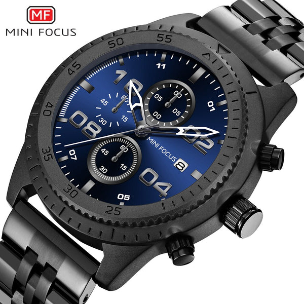 MINI FOCUS Wrist Watch Men Sports Watches Mens 2019 Stainless Steel Quartz Watch Military Top Brand Luxury Chronograph Calendar