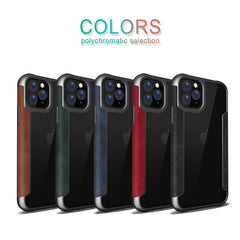 Armor Heavy Duty Protection Phone Cases For iPhone 11 11 Pro 11 Pro Max Solid Color PU Leather Bumper Frame Back Cover Conque