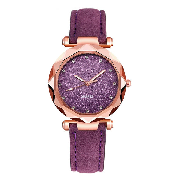 Womens Watches Starry Sky Fashion Pink Ultra-thin Leather  Ladies Romantic Analog Quartz Watch Female Belt Watch Gift Clock*X