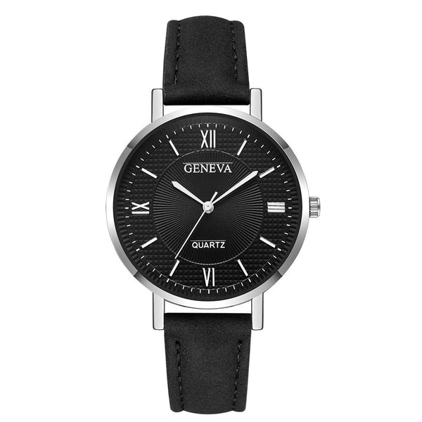 Geneva Brand Fashion Men's Watch Leather Belt  Wrist Watches Personality Roman Dial Male Clock Erkek Kol Saati