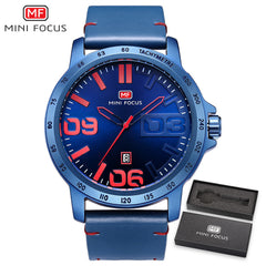 MINI FOCUS Luxury Brand Men Watches Leather Watch Strap Fashion Casual Dress Men's Wrist Watches Quartz Watch Men Waterproof