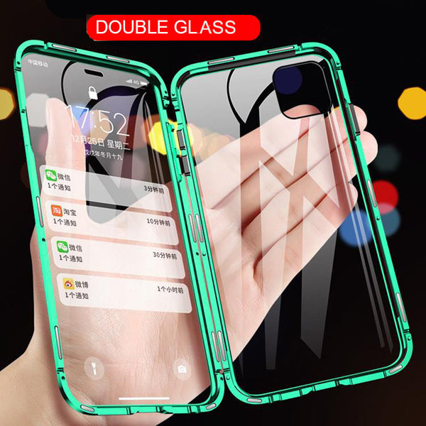 Magnetic Adsorption Metal Case For iPhone 11 Pro XR X XS Max 6 7 8 Plus Double Sided Tempered Glass Full Protective Phone Cover