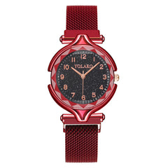 2020 Women Watches Luxury Stainless Steel Dial Strap Fashion Starry Sky Quartz Watch Magnetic Buckle Bracelet Hot Kol Saati*M