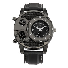 Luxury V8 Men's Watch Retro Design Leather Band Analog Quartz Wrist Watches male clock hot relogio masculino montre homme 2019 (Black)