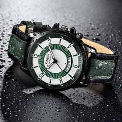 Men's Watch Military Sports Quartz Watches Luxury Green Leather Outdoor Fashion High Quality Clock Relogio Masculino