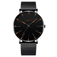 2020 Geneva Minimalist Watch Men Ultra Thin Blue Stainless Steel Mesh Belt Watches Man Business Casual Quartz Wrist Watch