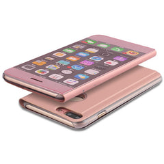 Plating Mirror Flip Case For iphone 11Pro Max XR X 8 7 6 6s Plus Cases Slim Clear Window Cover for Samsung Galaxy S8 S7 S6 A7 A5