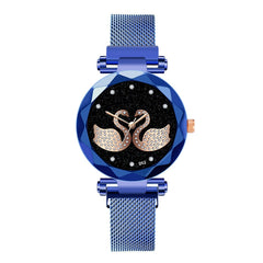 Unique Women Watches Swan Rhinestone Dial Ladies Quartz Wristwatch Mesh Belt Strap Clock Fashion Gift Dress Relogio Feminino@50