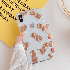Gold Leaves Transparent Case For iPhone 11 8 7 Plus X XS Max XR Clear Back Cover Soft Silicone Cover For iPhone 11 Pro Max