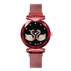 Unique Women Watches Swan Rhinestone Dial Ladies Quartz Wristwatch Mesh Belt Strap Clock Fashion Gift Dress Relogio Feminino@50