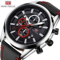 MINI FOCUS Luxury Brand Sport Watches For Men Analog Date Quartz Big Watch Men Leather Clock Male Military Men Watch Waterproof