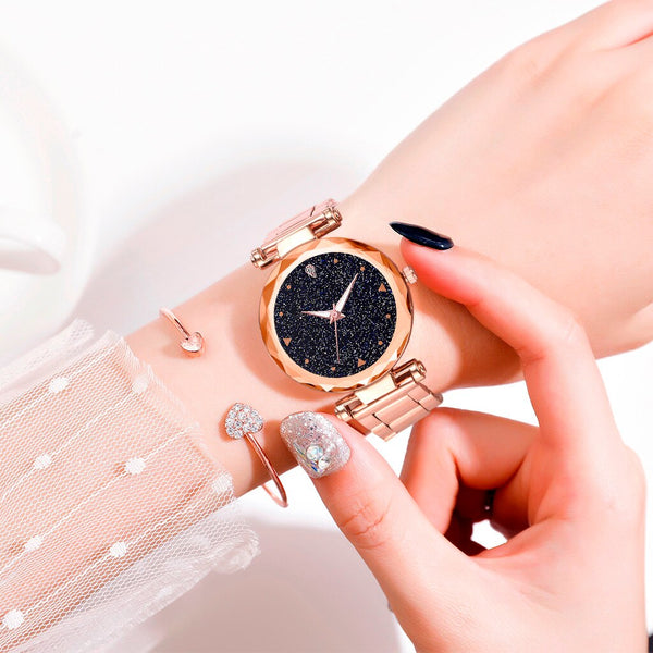 Hot Trend Women Watches Starry Sky Dial Business Alloy Strap  Ladies Quartz Wristwatch Cassic Gift Clock Zegarki Damskie@50