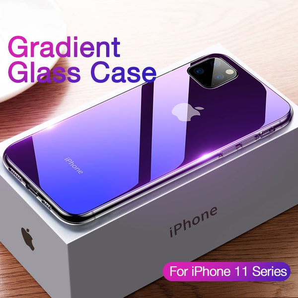 TIKITAKA Gradient Transparent  Phone Case For iPhone XR 11 Pro Max XR XS Max X 8 7 6 6S Plus Anti-Scratch Tempered Glass Cover