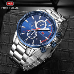 MINI FOCUS Men Watches Luxury Brand Stainless Steel Watch Mens Wristwatch Quartz Chronograph Sport Watch Men Waterproof Clock