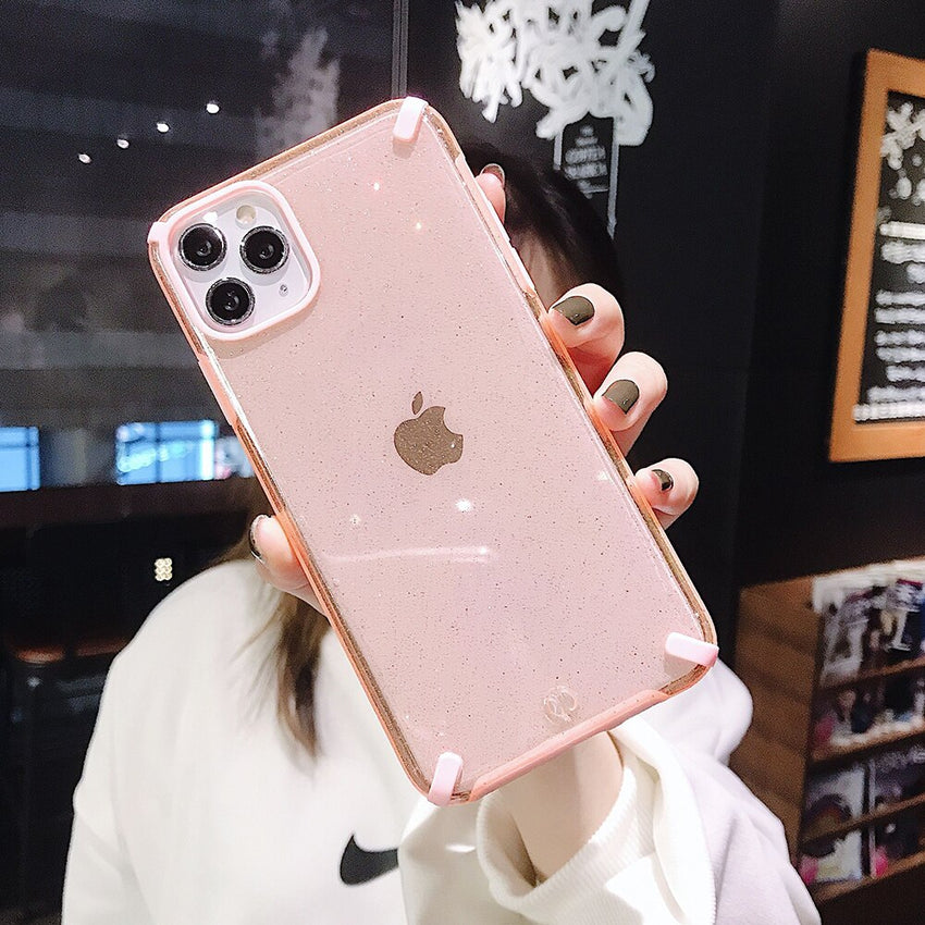Shockproof Glitter Clear Phone Case for iPhone Xr Xs Max X 7 8 Soft TPU Transparent Back Cases for iPhone 11 11 Pro Max 7 8 Plus