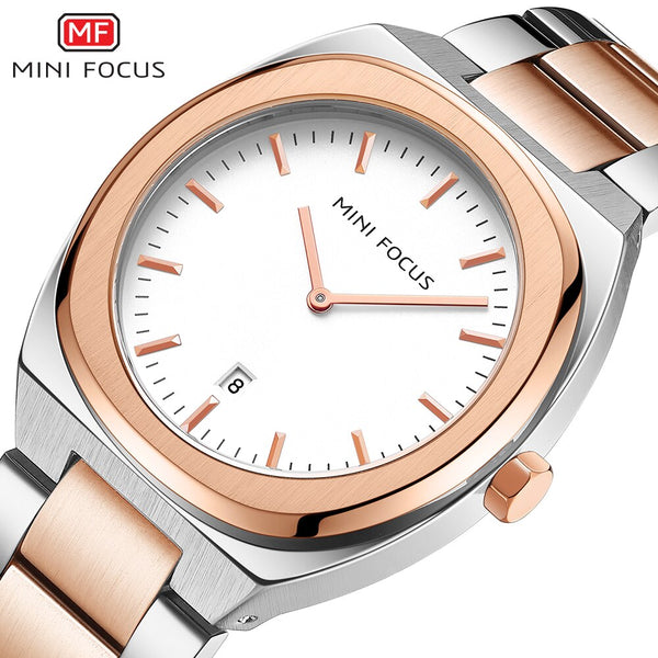 MINI FOCUS Mens Watches Top Brand Luxury Fashion Simple Wrist Watch Men Waterproof Golden Stainless Steel Watch Wrist Calendar