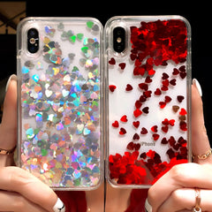 Love heart Sequins quicksand Case for iphone 11 Pro 11 Pro MAX XS Max XR X 8 7 6 Plus Shining Dynamic liquid glitter Phone Cover