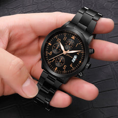 Luxury Geneva Steel Belt Watches Three-eye Six-needle with Calendar Men's Watch Business Casual Male Clock Relogio Masculino