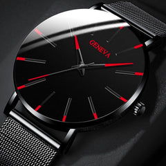 2020 Geneva Minimalist Watch Men Ultra Thin Blue Stainless Steel Mesh Belt Watches Man Business Casual Quartz Wrist Watch