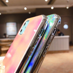 ins Style Laser Gradient aurora Phone Case For iPhone 11 11Pro Max XR XS X XS Max 7 8 6 6S Plus Tempered glass hard Back cover