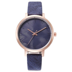 Women Watches Personality Water Wave Dial Analog Quartz Wristwatches Ladies Soild Color Leather Strap Clock Relogio Feminino@50
