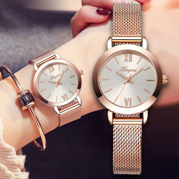 Best Selling Women Watches Rose Gold Scale Dial Ladies Quartz Wristwatc Business Mesh Strap Clock Casual Gift Montre Femme@50