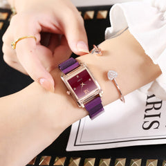 Luxury Women Watches Magnetic Strap Female Clock Quartz Wristwatch Fashion Ladies Square Wrist Watch Top Brand Reloj Muje@50