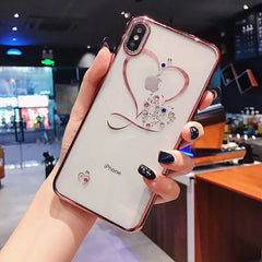 TIKITAKA Bling Crystal Heart Phone Cases For iphone 7 6 6S Plus Case thin Clear Soft TPU Rose Gold Plating Glitter Diamond Cover