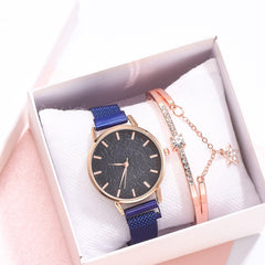 Luxury Women Watches Bracelet Set Simple Dial  Ladies Bracelet Watch Casual Mesh Quartz Wristwatch Clock Gift Relogio Feminino*M