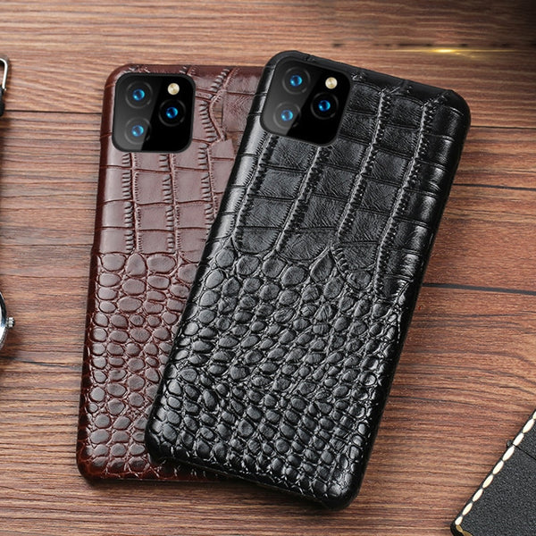 TIKIITAKA Crocodile Texture Phone Case For iPhone 11 11 Pro 11 Pro Max XR XS Max X XS 8 7 6 6S Plus Real Leather Back Cover Capa