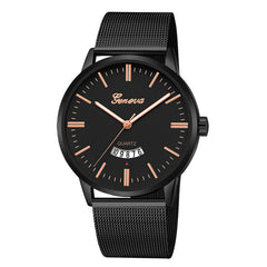 Men's Watch Mesh with Metallic Large Dial Military Quartz Sport Watch Elegant Men's Watch Calendar Relogio Masculino
