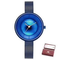 MINIFOCUS Women Watches Gold Top Brand Luxury Watches Women Fashion Watch 2019 Ladies Waterproof Stainless Steel Mesh Watch Band