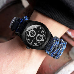 Outdoor Military Table Nylon Woven Color Rope Men's Watch Relogio Masculino Double Dial Digital Compass Dial Men Clock