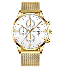 Fashion Mens Watch Stainless Steel Mesh Band Calendar Watches Montre Homme Luxury Casual Business Quartz Watch Gifts for Men