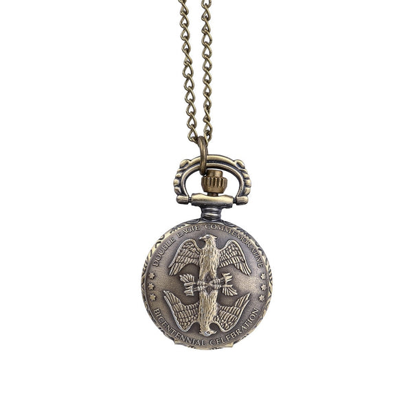 Vintage Pocket Watch Necklace Pattern Quartz Pocket Watches Gifts  Men WomenDouble Eagle Spreading Wing Pocket Watch@50