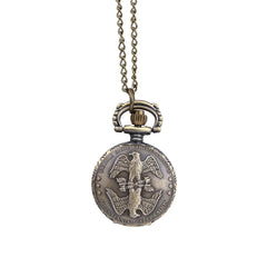 Vintage Pocket Watch Necklace Pattern Quartz Pocket Watches Gifts  Men WomenDouble Eagle Spreading Wing Pocket Watch@50