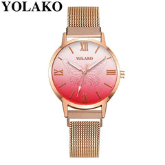 Women Watches Luxury Rose Gold Relief Dial Bracelet Magnet Mesh Band Quartz Wristwatch Ladies Female NEW Gift Clock Reloj Mujer*