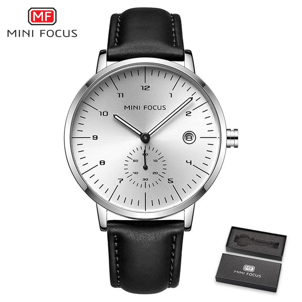 MINIFOCUS Quartz Watch Men Fashion Mens Watches Top Brand Luxury Waterproof Men Watch Leather Strap Wristwatch Relogio Masculino