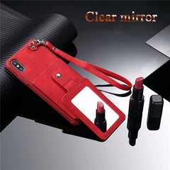 Mirror PU Leather Multi Card Holders Case For iPhone XR XS Max Case Back Cover Card Wallet Retro For iPhone 6 6s 7 8 Plus X Case