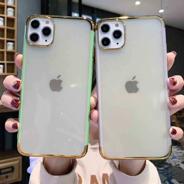 Electroplated Transparent Phone Case For iPhone 11 Pro Max XR XS Max X 7 8 Plus Ultra-thin Soft Silicone Matte Clear Back Cover