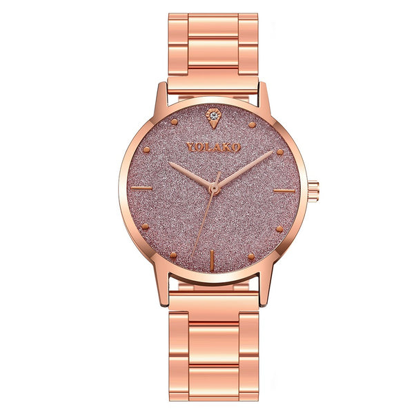 Rose Gold Women Watches Scrub Starry Sky Clock Dial Ladies Quartz Wristwatch High Quality Alloy Strap Business Montre Femme@50