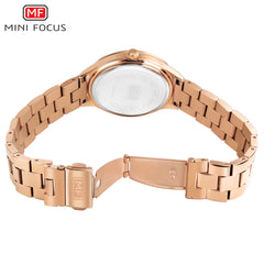 MINIFOCUS Fashion Rhinestone Women Watches Top Brand Luxury Stainless Steel Watch Women Rose Gold Quartz Girls Watches Womans