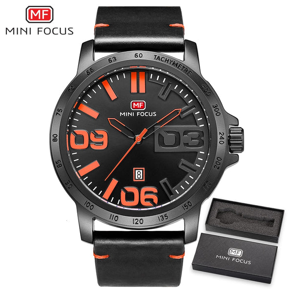 MINI FOCUS Luxury Brand Men Watches Leather Watch Strap Fashion Casual Dress Men's Wrist Watches Quartz Watch Men Waterproof