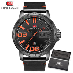 MINI FOCUS Luxury Brand Men Watches Leather Watch Strap Fashion Casual Dress Men's Wrist Watches Quartz Watch Men Waterproof