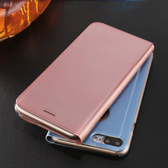 Plating Mirror Flip Case For iphone 11Pro Max XR X 8 7 6 6s Plus Cases Slim Clear Window Cover for Samsung Galaxy S8 S7 S6 A7 A5