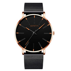 2020 Geneva Minimalist Watch Men Ultra Thin Blue Stainless Steel Mesh Belt Watches Man Business Casual Quartz Wrist Watch