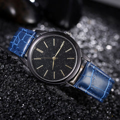 New Fashion Men's Watch Quartz Watches Luxury Men Watches Leather Strap Starry Dial Clock Relogio Masculino Reloj Hombre
