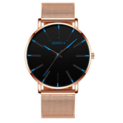 2020 Geneva Minimalist Watch Men Ultra Thin Blue Stainless Steel Mesh Belt Watches Man Business Casual Quartz Wrist Watch