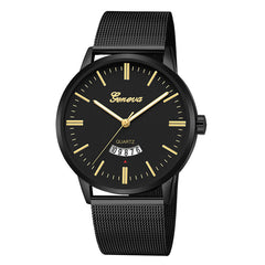 Men's Watch Mesh with Metallic Large Dial Military Quartz Sport Watch Elegant Men's Watch Calendar Relogio Masculino